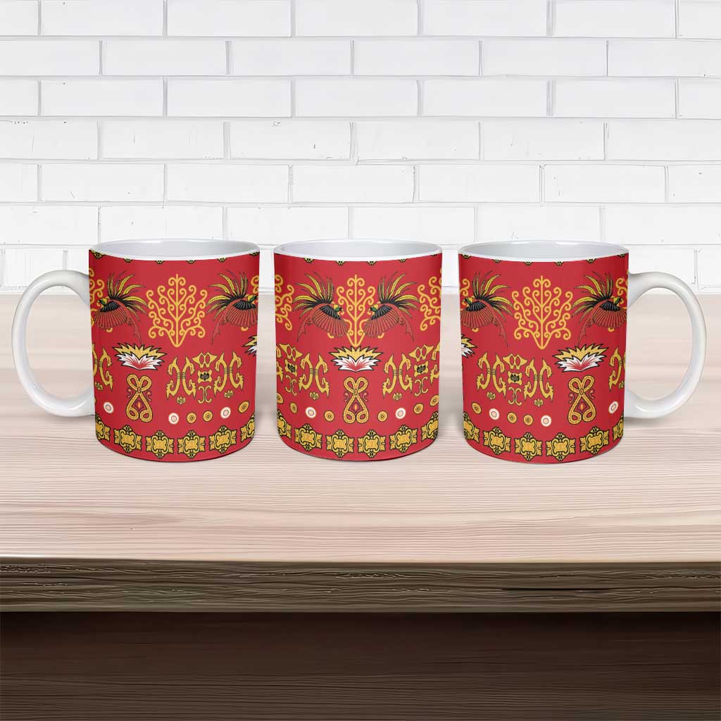 Papua Batik Motif Ceramic Mug Papua Spirit Red Version - Polynesian Pride