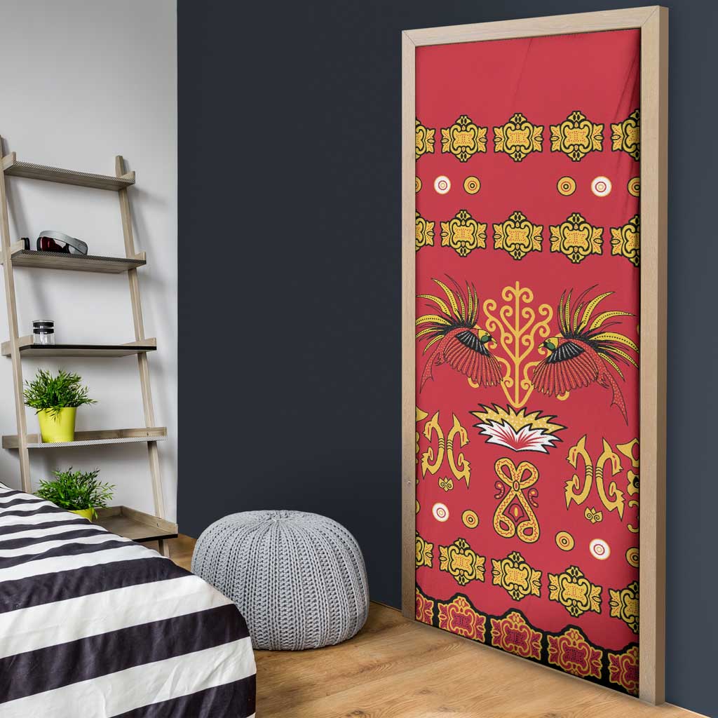 Papua Batik Motif Door Cover Papua Spirit Red Version - Polynesian Pride