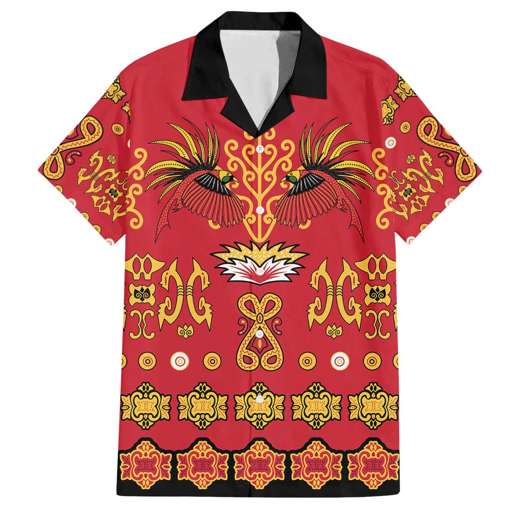 Papua Batik Motif Family Matching Long Sleeve Bodycon Dress and Hawaiian Shirt Papua Spirit Red Version - Polynesian Pride