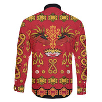 Papua Batik Motif Family Matching Long Sleeve Bodycon Dress and Hawaiian Shirt Papua Spirit Red Version - Polynesian Pride