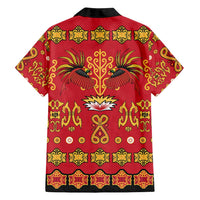 Papua Batik Motif Family Matching Off Shoulder Maxi Dress and Hawaiian Shirt Papua Spirit Red Version - Polynesian Pride