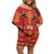 Papua Batik Motif Family Matching Off Shoulder Short Dress and Hawaiian Shirt Papua Spirit Red Version - Polynesian Pride