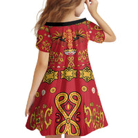 Papua Batik Motif Family Matching Short Sleeve Bodycon Dress and Hawaiian Shirt Papua Spirit Red Version - Polynesian Pride