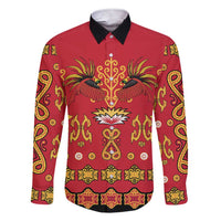 Papua Batik Motif Family Matching Short Sleeve Bodycon Dress and Hawaiian Shirt Papua Spirit Red Version - Polynesian Pride