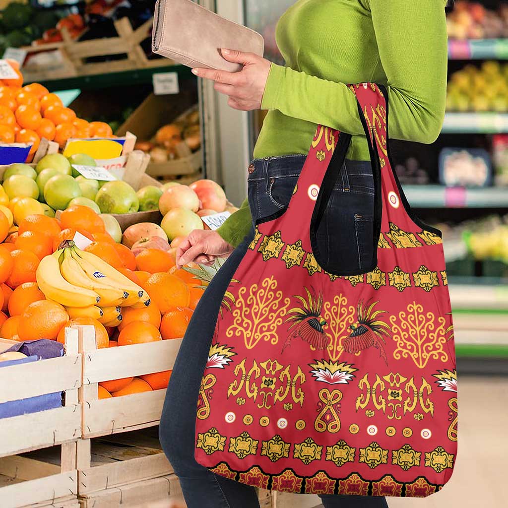 Papua Batik Motif Grocery Bag Papua Spirit Red Version - Polynesian Pride
