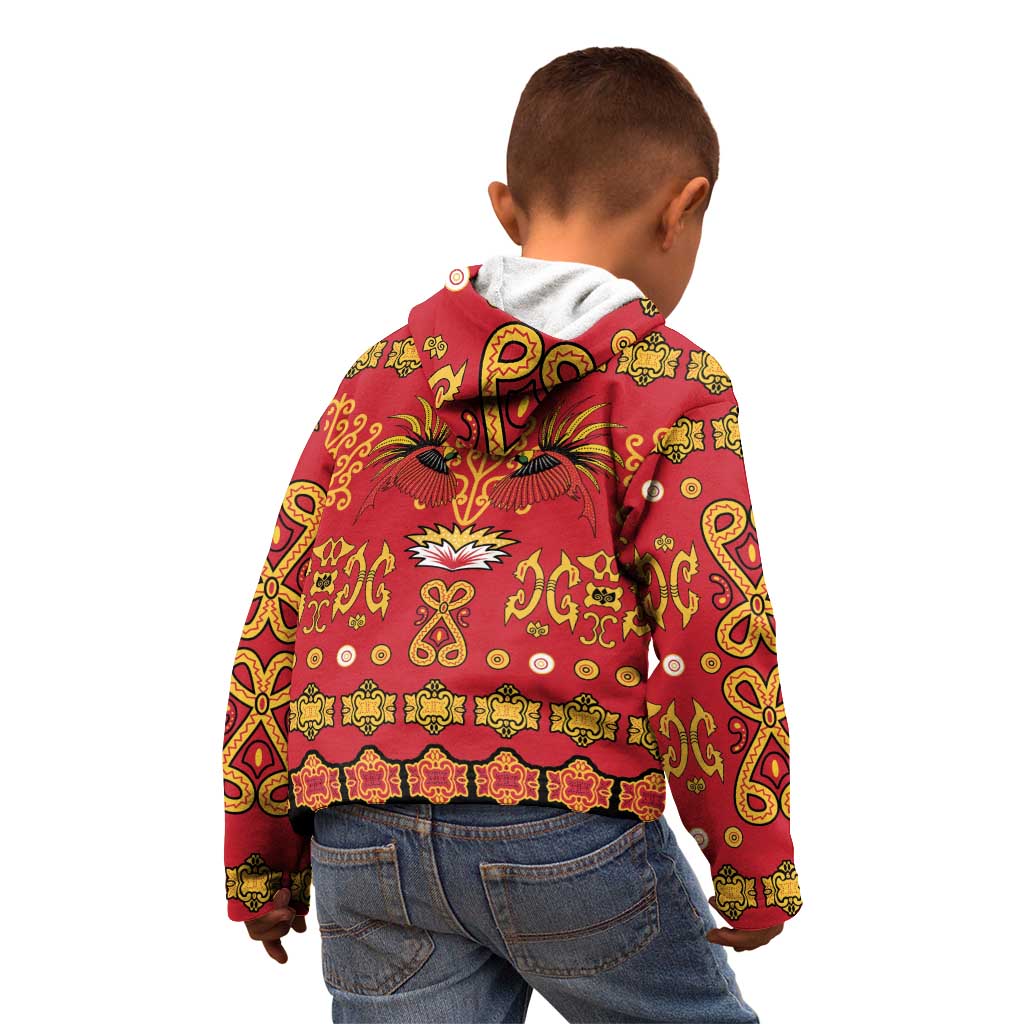 Papua Batik Motif Kid Hoodie Papua Spirit Red Version - Polynesian Pride