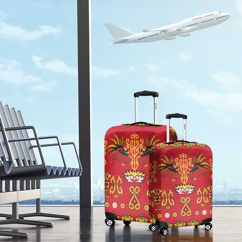 Papua Batik Motif Luggage Cover Papua Spirit Red Version - Polynesian Pride