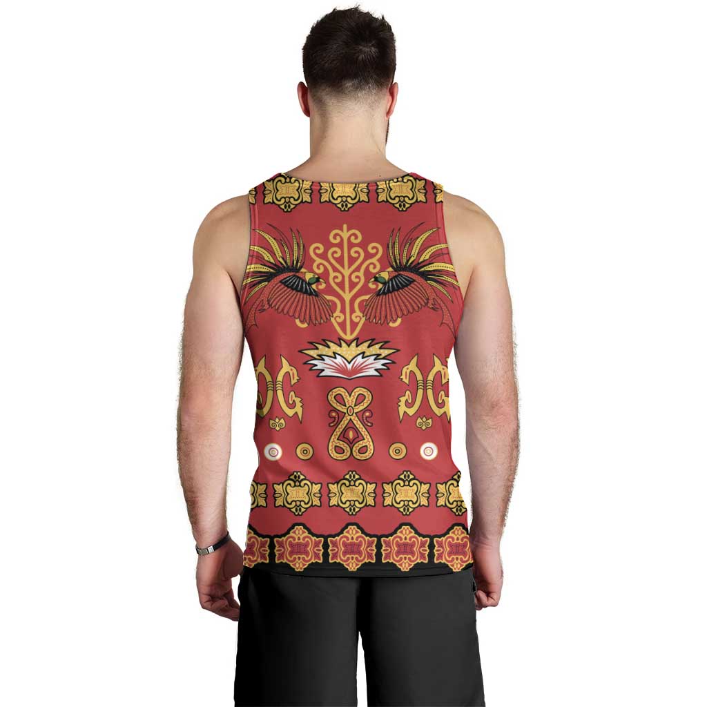 Papua Batik Motif Men Tank Top Papua Spirit Red Version - Polynesian Pride
