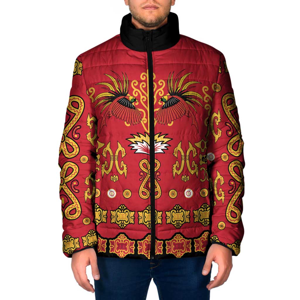 Papua Batik Motif Padded Jacket Papua Spirit Red Version - Polynesian Pride