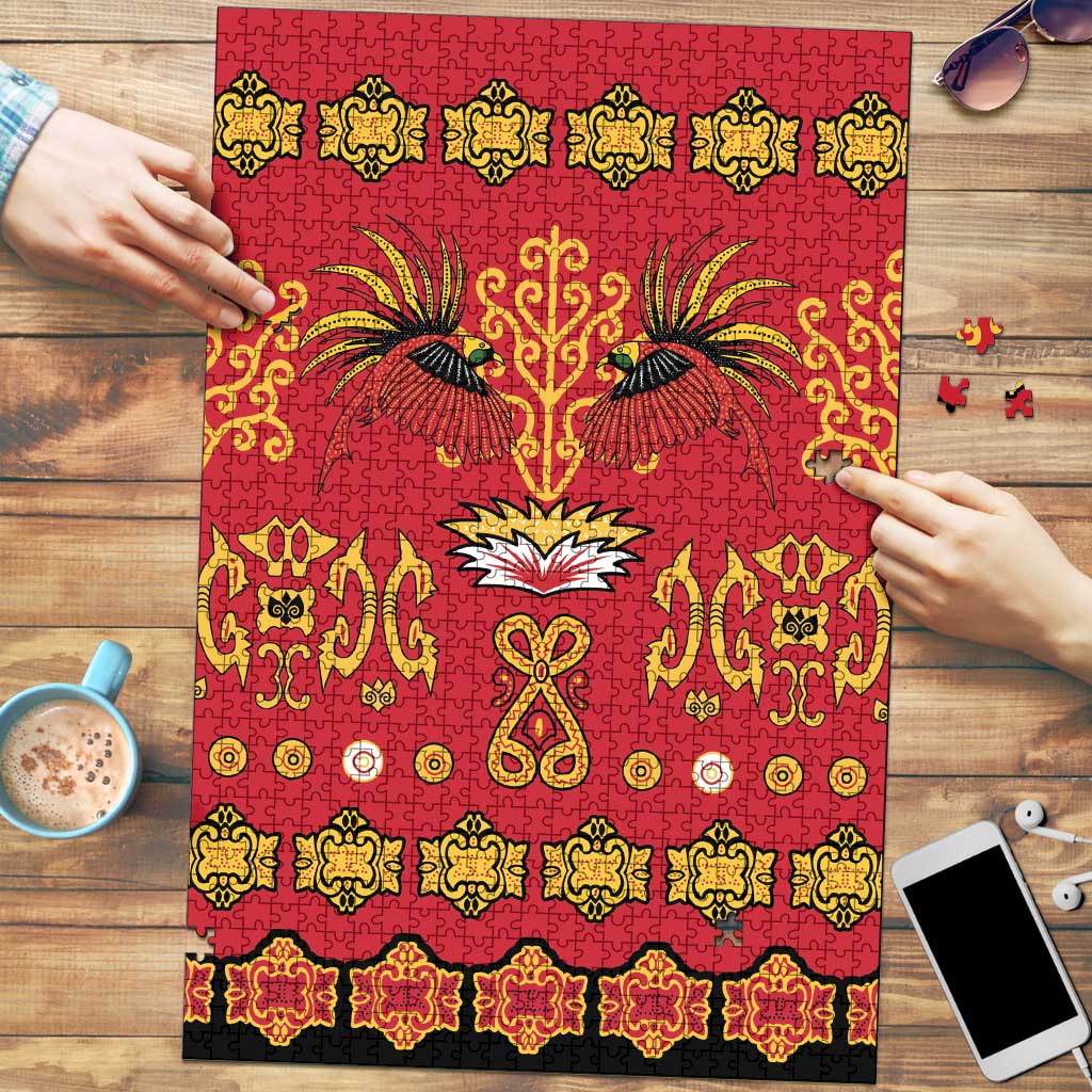 Papua Batik Motif Puzzle Papua Spirit Red Version - Polynesian Pride