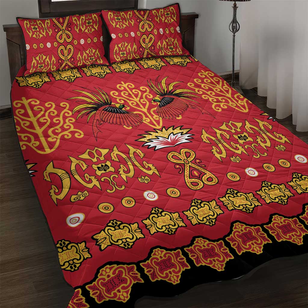 Papua Batik Motif Quilt Bed Set Papua Spirit Red Version LT05 Red - Polynesian Pride