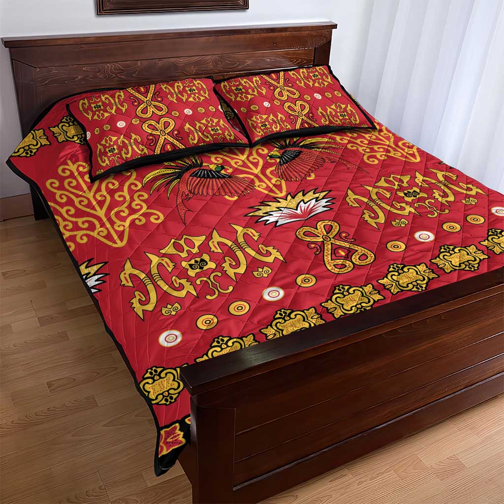 Papua Batik Motif Quilt Bed Set Papua Spirit Red Version - Polynesian Pride