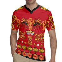 Papua Batik Motif Rugby Jersey Papua Spirit Red Version - Polynesian Pride