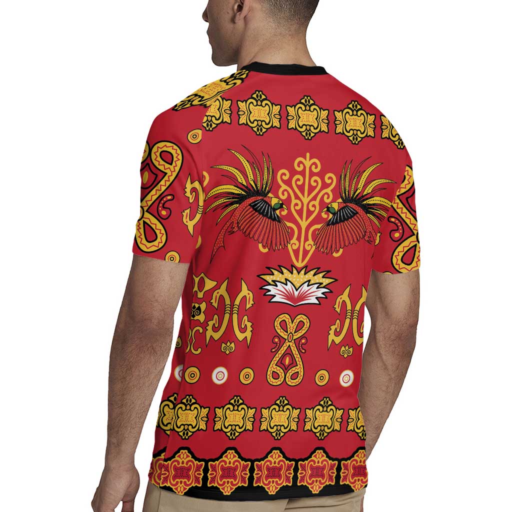 Papua Batik Motif Rugby Jersey Papua Spirit Red Version - Polynesian Pride