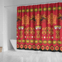 Papua Batik Motif Shower Curtain Papua Spirit Red Version - Polynesian Pride
