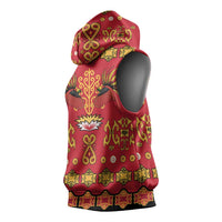 Papua Batik Motif Sleeveless Hoodie Papua Spirit Red Version - Polynesian Pride