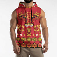 Papua Batik Motif Sleeveless Hoodie Papua Spirit Red Version - Polynesian Pride