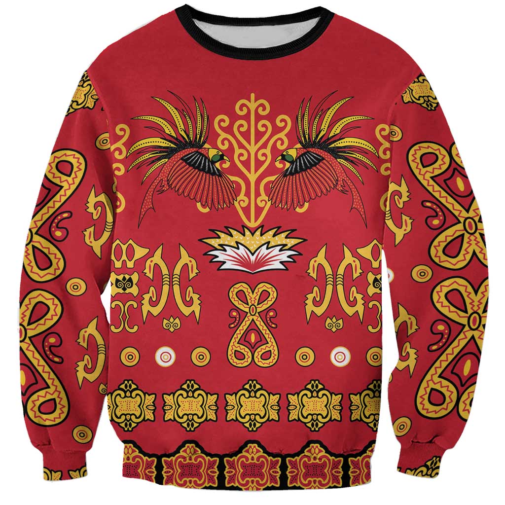 Papua Batik Motif Sweatshirt Papua Spirit Red Version - Polynesian Pride