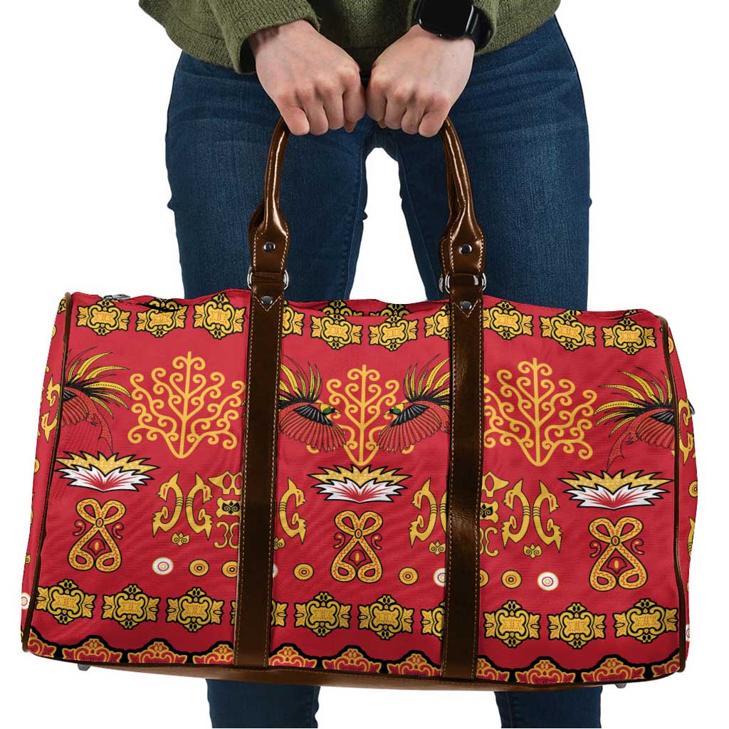 Papua Batik Motif Travel Bag Papua Spirit Red Version LT05 Red - Polynesian Pride