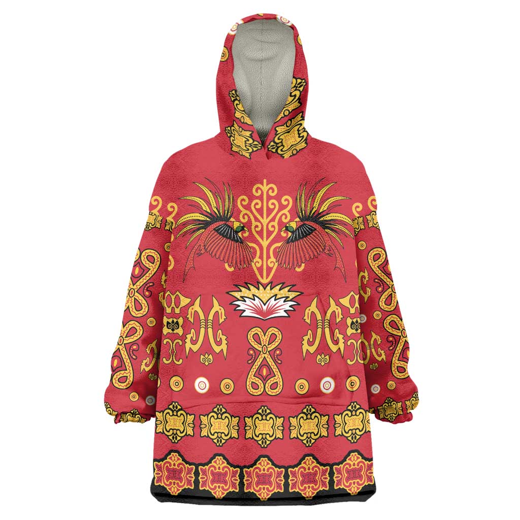 Papua Batik Motif Wearable Blanket Hoodie Papua Spirit Red Version LT05 One Size Red - Polynesian Pride