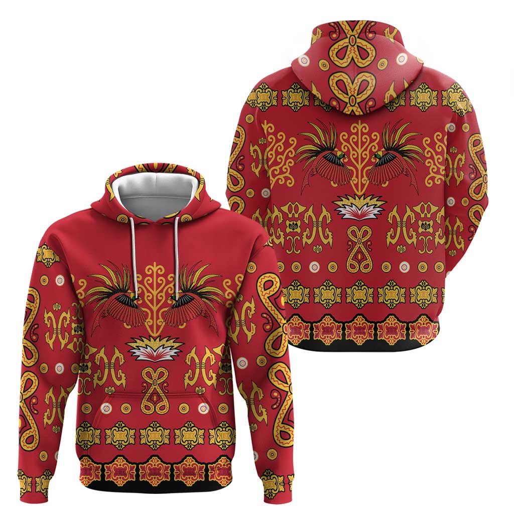 Papua Batik Motif Zip Hoodie Papua Spirit Red Version - Polynesian Pride