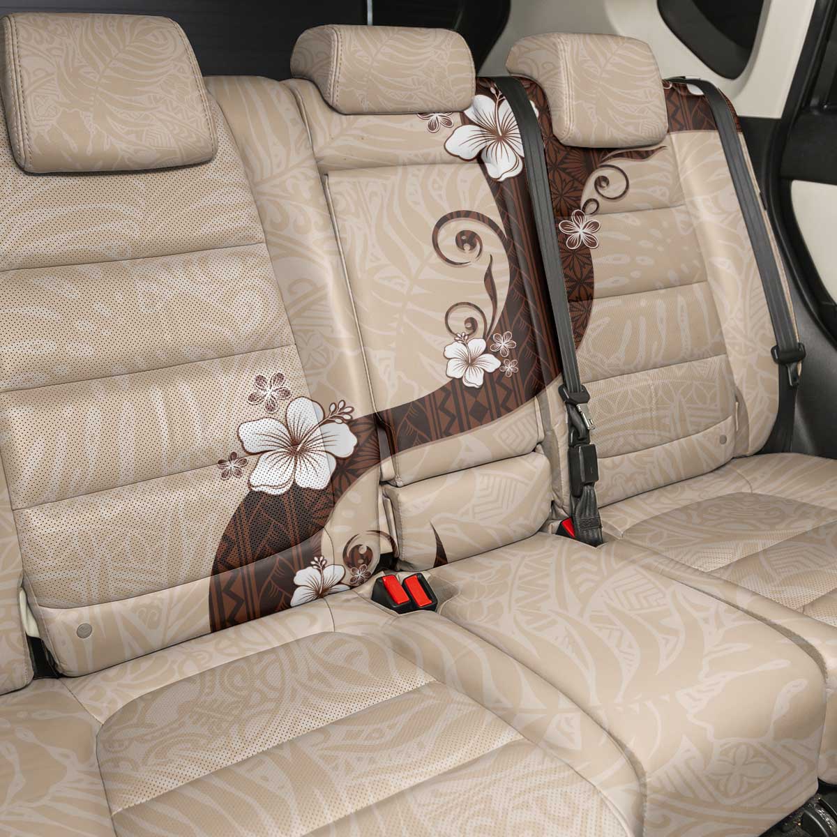 Polynesia Hibiscus Back Car Seat Cover Cameo Curve Motif - Polynesian Pride