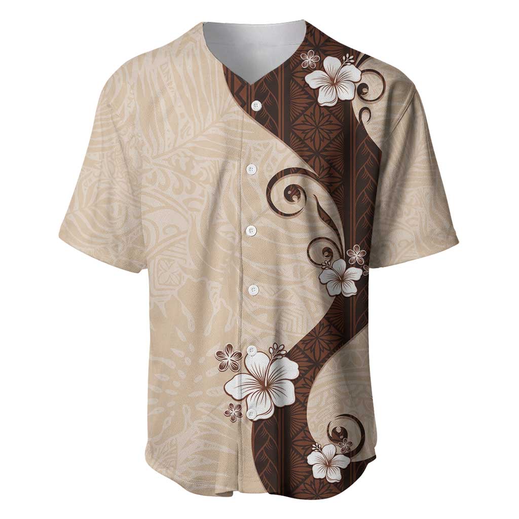 Polynesia Hibiscus Baseball Jersey Cameo Curve Motif - Polynesian Pride