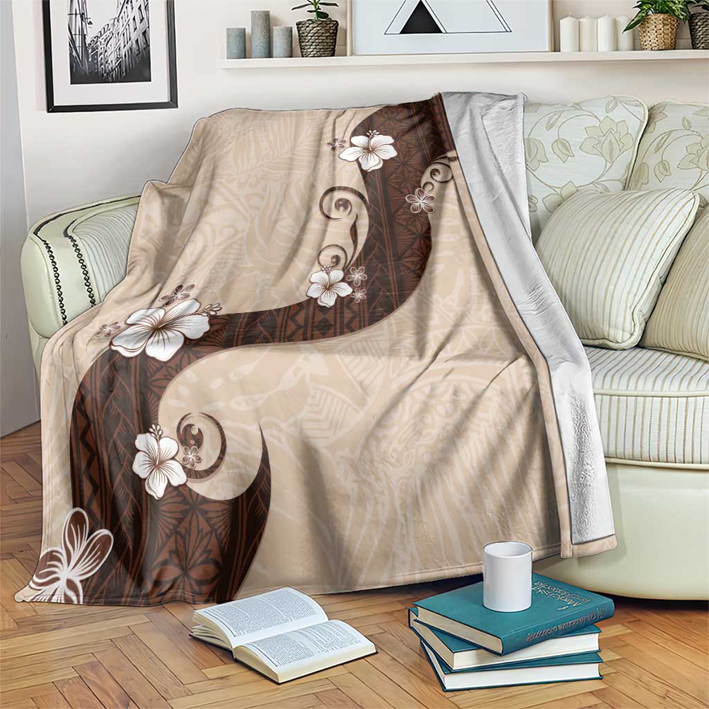Polynesia Hibiscus Blanket Cameo Curve Motif LT05 Beige - Polynesian Pride