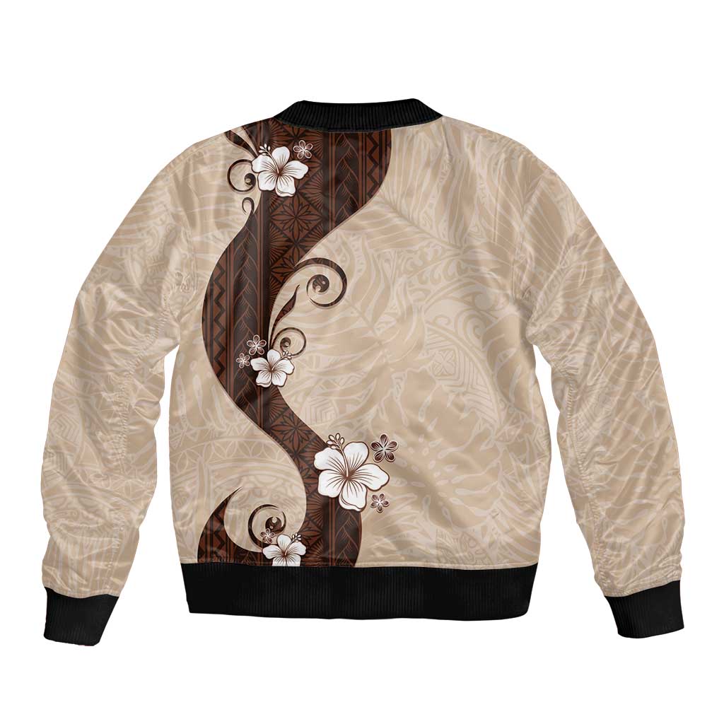 Polynesia Hibiscus Bomber Jacket Cameo Curve Motif LT05 - Polynesian Pride