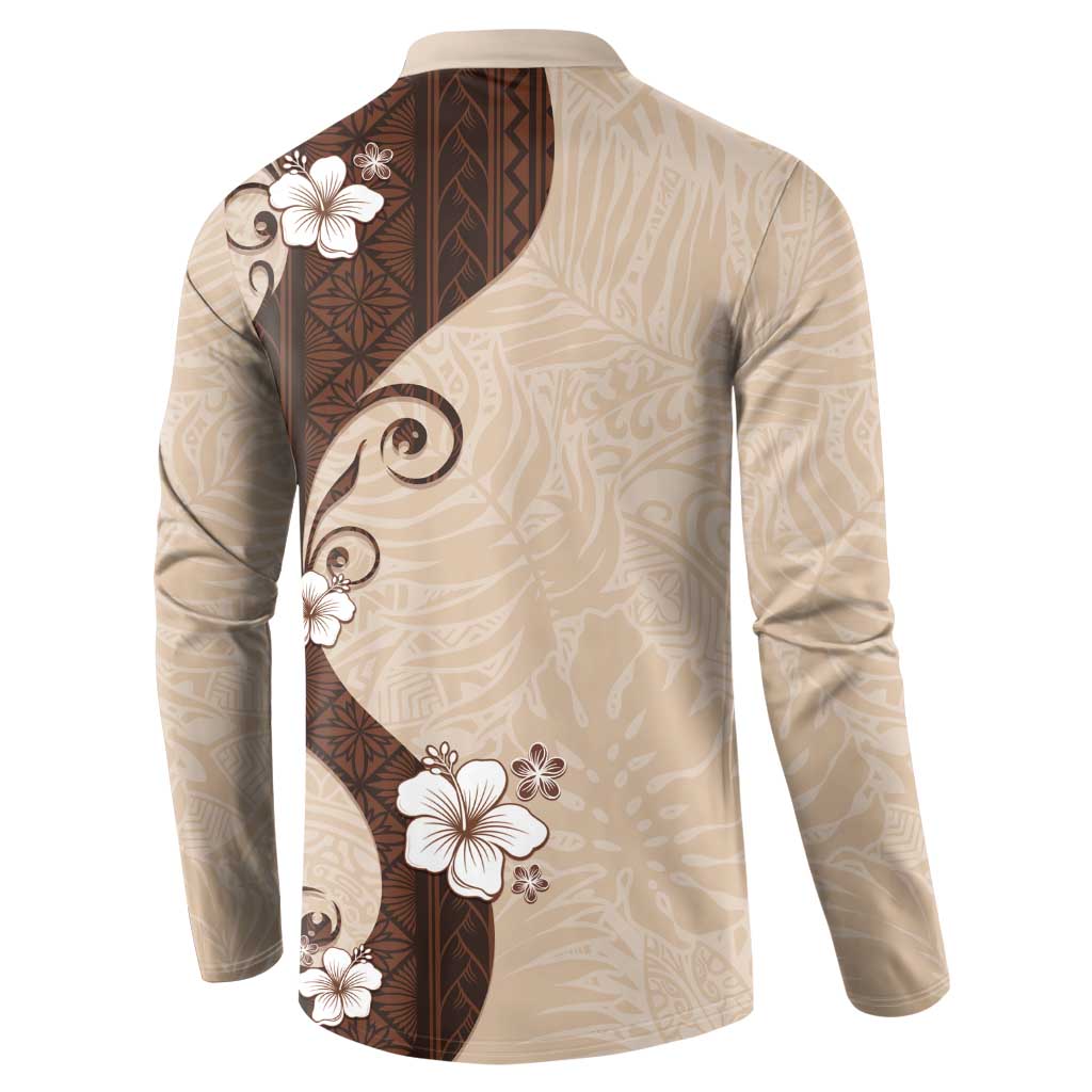 Polynesia Hibiscus Button Sweatshirt Cameo Curve Motif - Polynesian Pride
