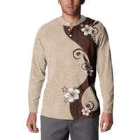 Polynesia Hibiscus Button Sweatshirt Cameo Curve Motif - Polynesian Pride
