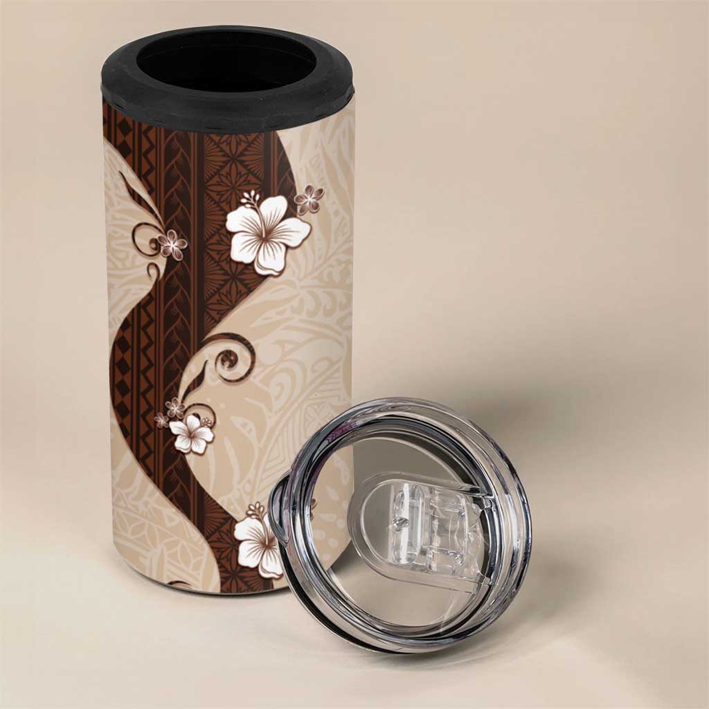 Polynesia Hibiscus 4 in 1 Can Cooler Tumbler Cameo Curve Motif - Polynesian Pride