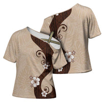 Polynesia Hibiscus Cross Shoulder Shirt Cameo Curve Motif - Polynesian Pride