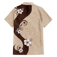 Polynesia Hibiscus Family Matching Long Sleeve Bodycon Dress and Hawaiian Shirt Cameo Curve Motif - Polynesian Pride