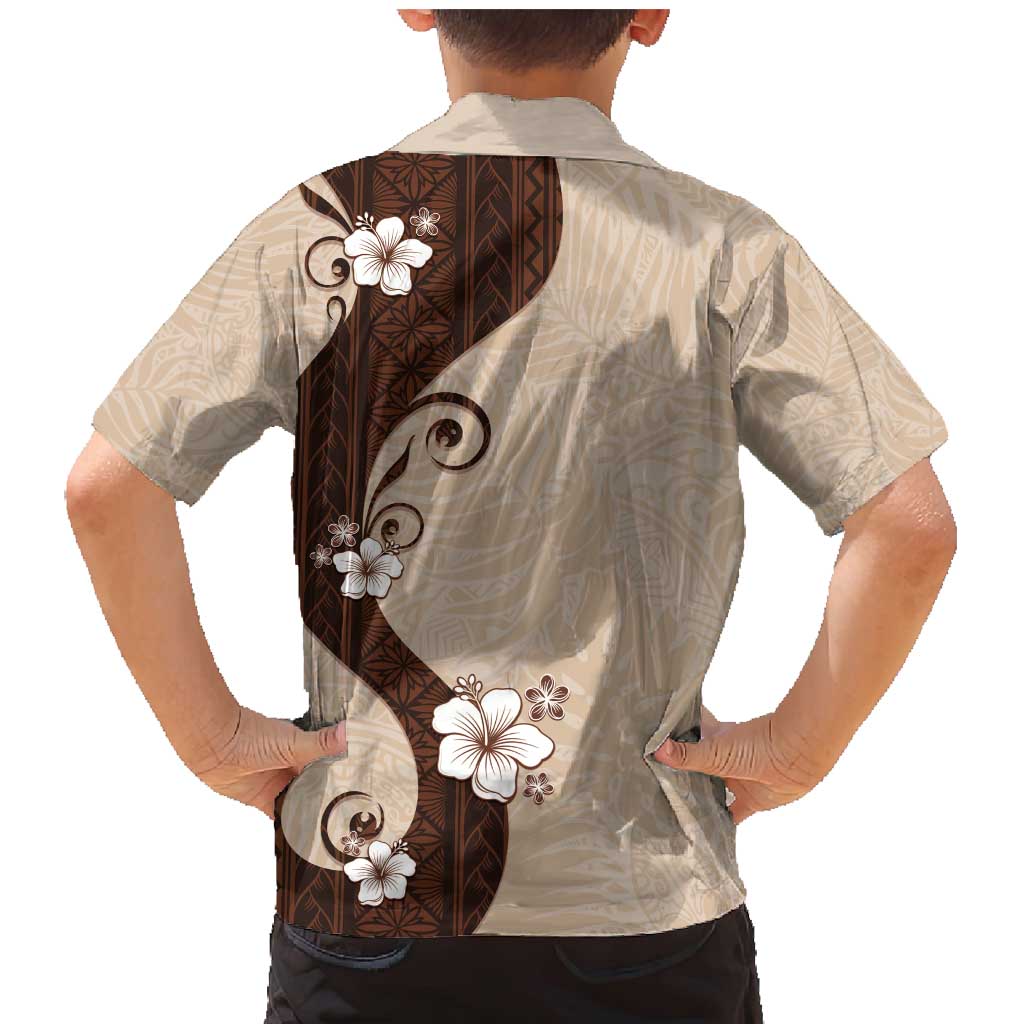 Polynesia Hibiscus Family Matching Mermaid Dress and Hawaiian Shirt Cameo Curve Motif - Polynesian Pride