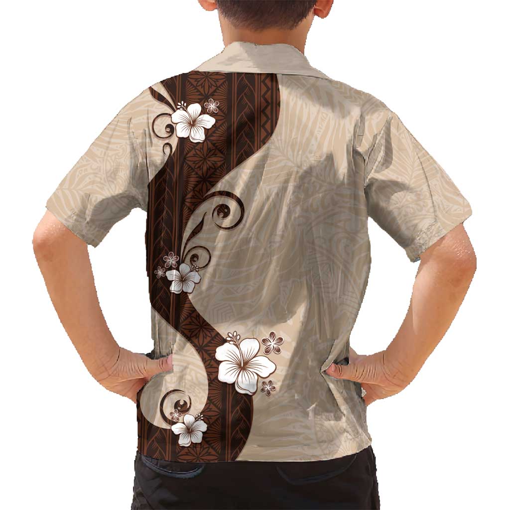 Polynesia Hibiscus Family Matching Tank Maxi Dress and Hawaiian Shirt Cameo Curve Motif - Polynesian Pride