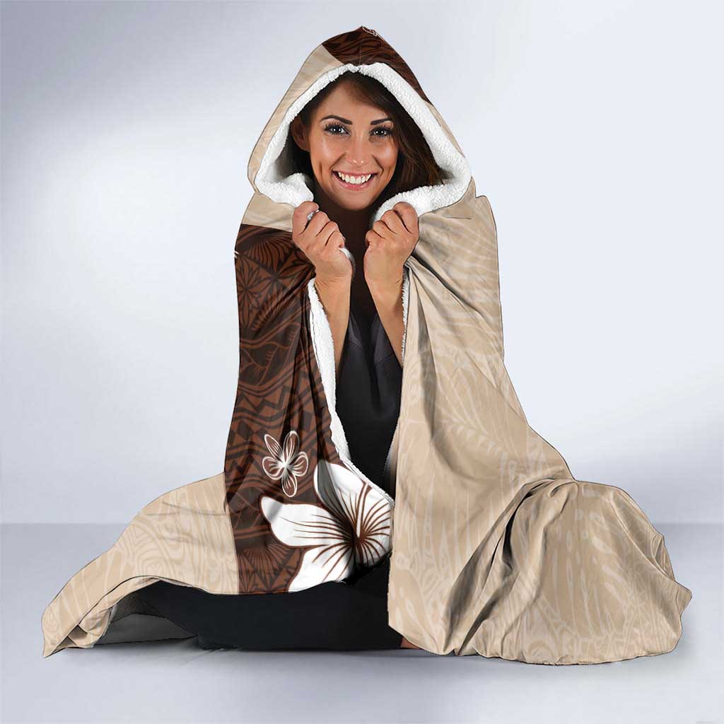 Polynesia Hibiscus Hooded Blanket Cameo Curve Motif - Polynesian Pride