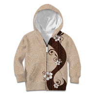 Polynesia Hibiscus Kid Hoodie Cameo Curve Motif - Polynesian Pride