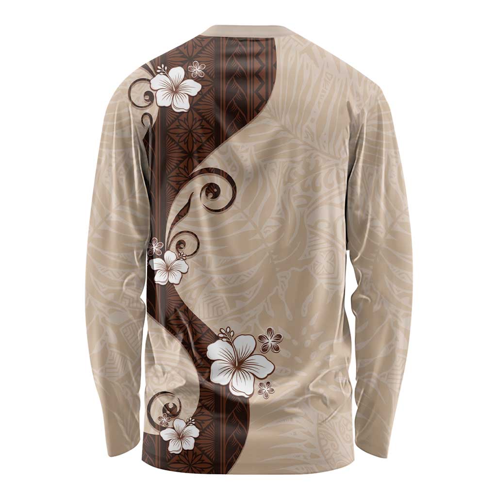 Polynesia Hibiscus Long Sleeve Shirt Cameo Curve Motif - Polynesian Pride