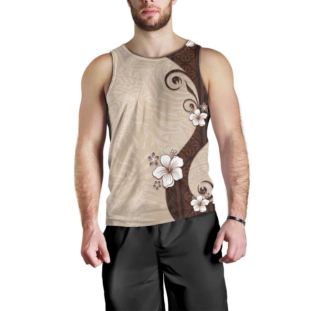 Polynesia Hibiscus Men Tank Top Cameo Curve Motif - Polynesian Pride