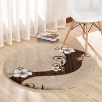 Polynesia Hibiscus Round Carpet Cameo Curve Motif - Polynesian Pride
