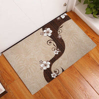 Polynesia Hibiscus Rubber Doormat Cameo Curve Motif - Polynesian Pride
