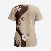 Polynesia Hibiscus Scrub Top Cameo Curve Motif - Polynesian Pride
