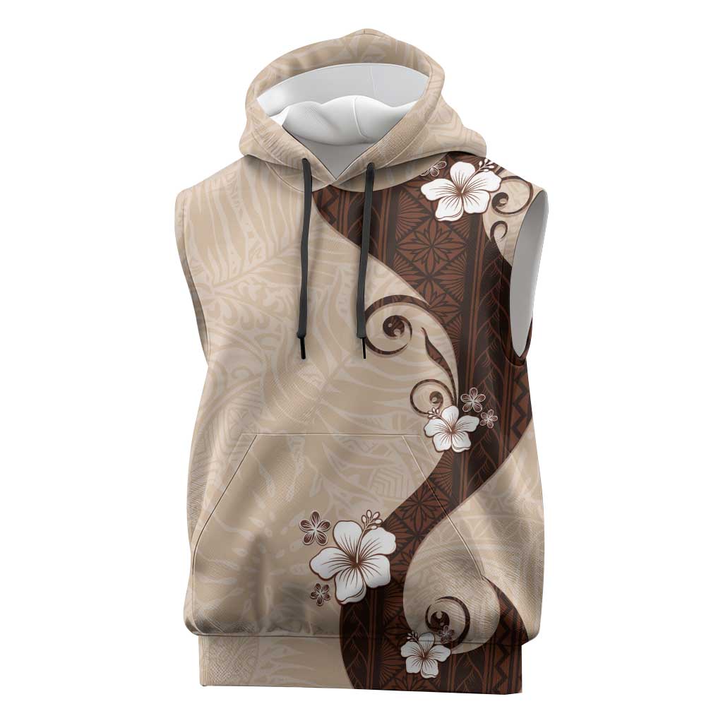 Polynesia Hibiscus Sleeveless Hoodie Cameo Curve Motif - Polynesian Pride