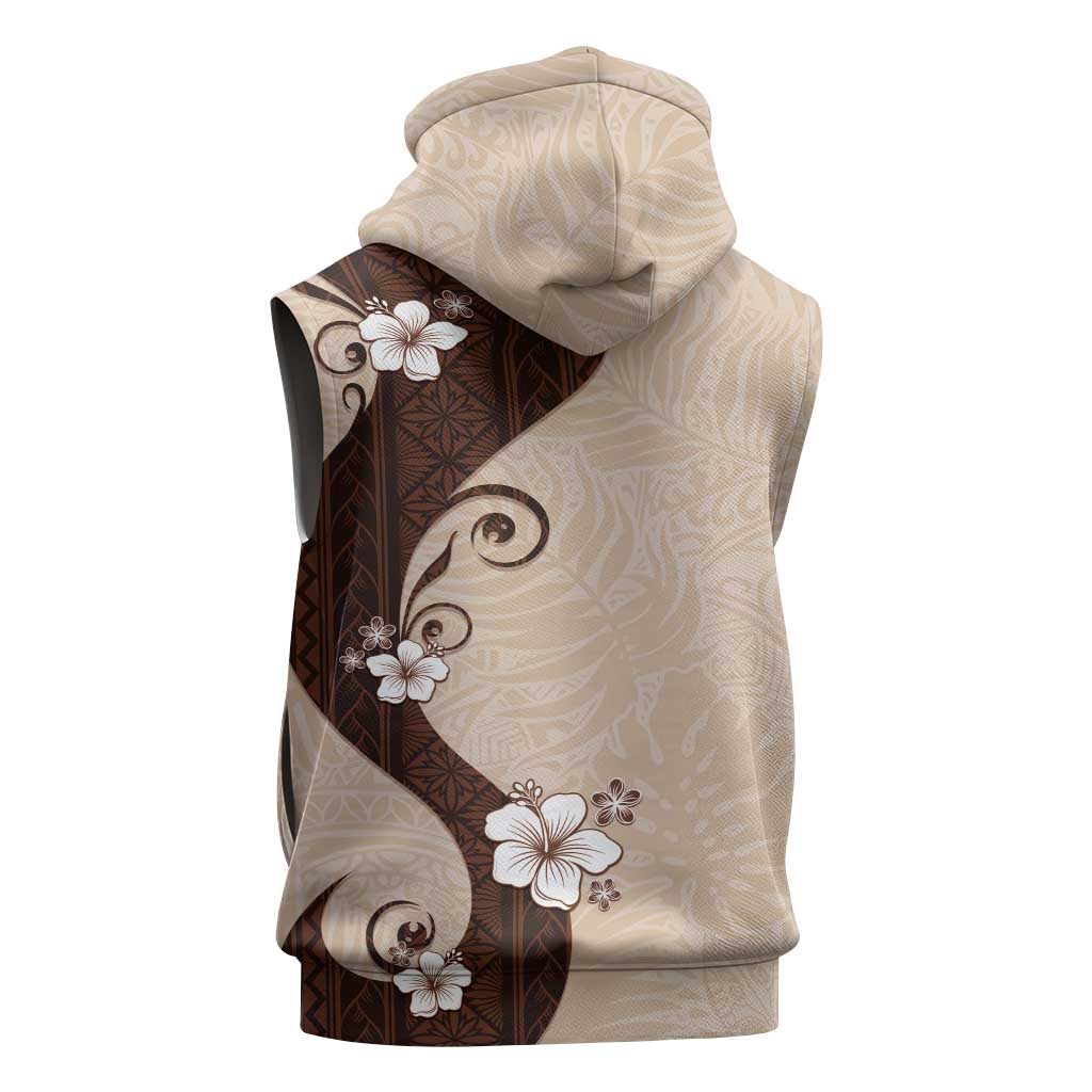 Polynesia Hibiscus Sleeveless Hoodie Cameo Curve Motif - Polynesian Pride