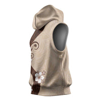 Polynesia Hibiscus Sleeveless Hoodie Cameo Curve Motif - Polynesian Pride