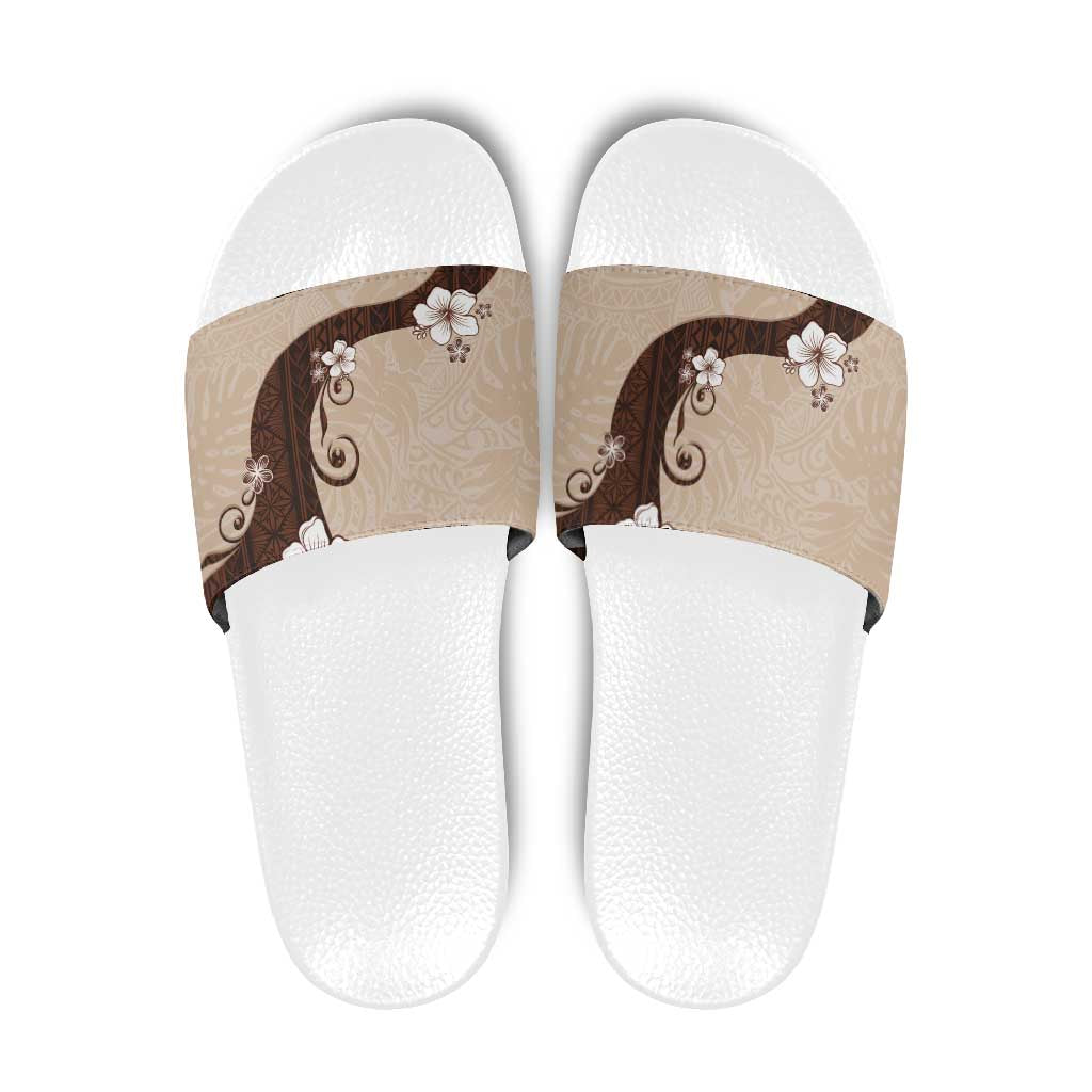Polynesia Hibiscus Slide Sandals Cameo Curve Motif - Polynesian Pride