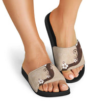 Polynesia Hibiscus Slide Sandals Cameo Curve Motif - Polynesian Pride