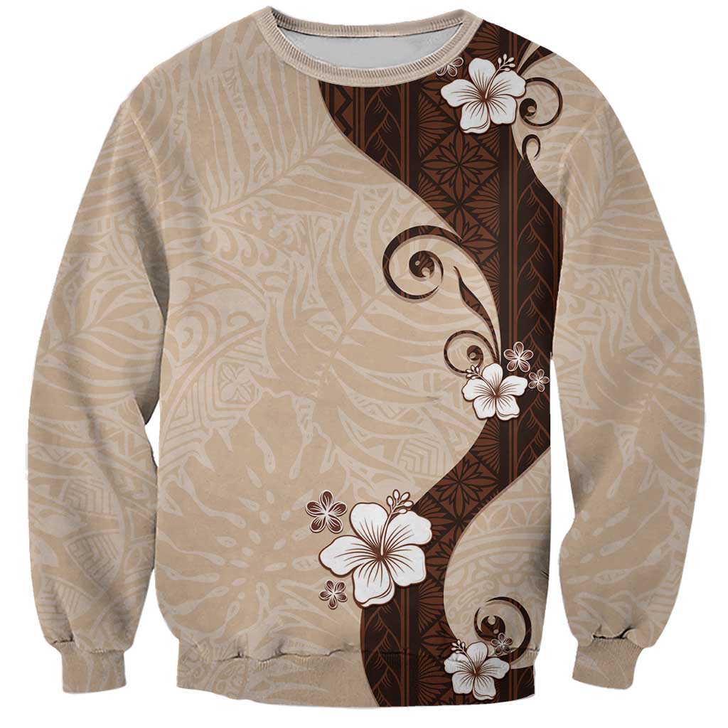 Polynesia Hibiscus Sweatshirt Cameo Curve Motif - Polynesian Pride