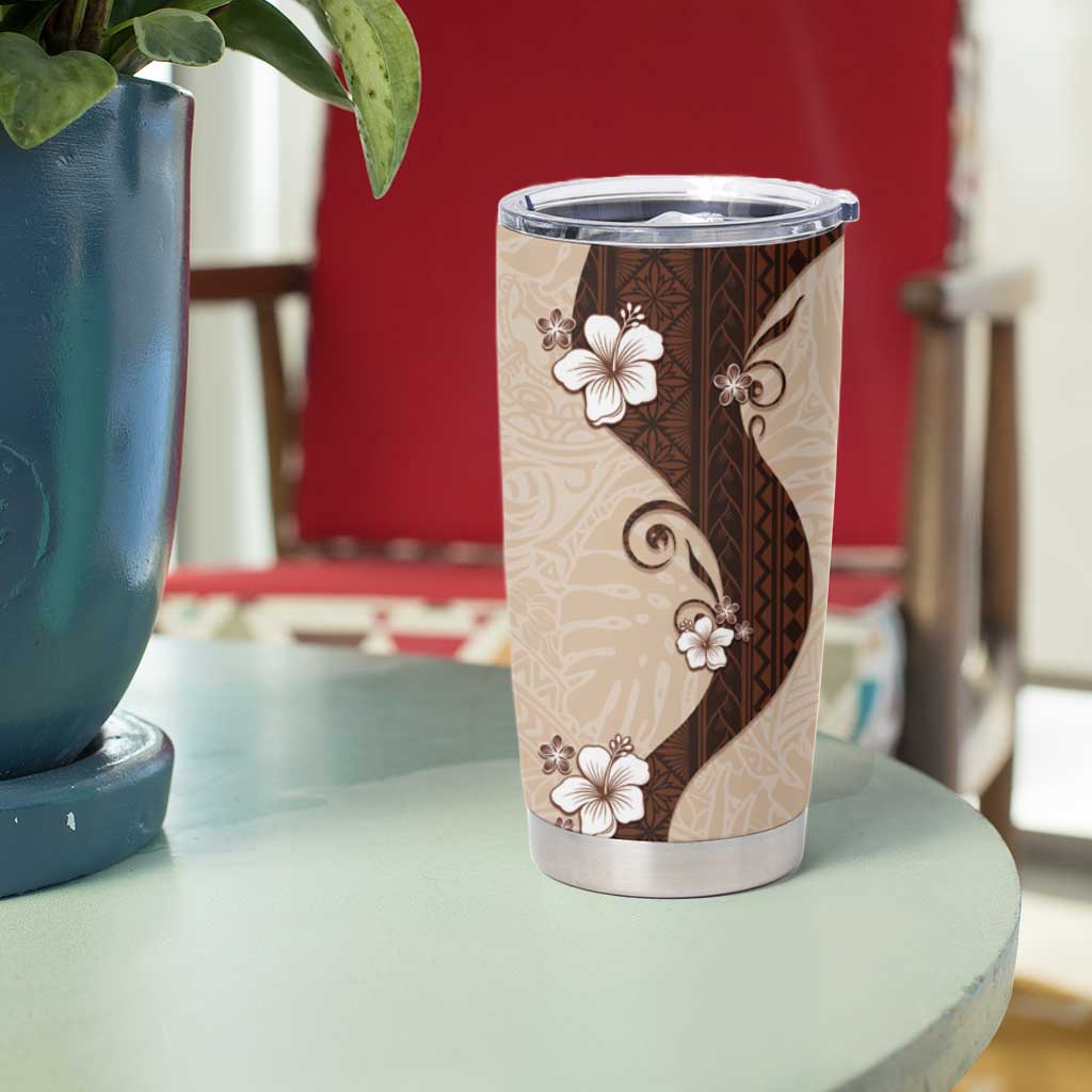 Polynesia Hibiscus Tumbler Cup Cameo Curve Motif - Polynesian Pride